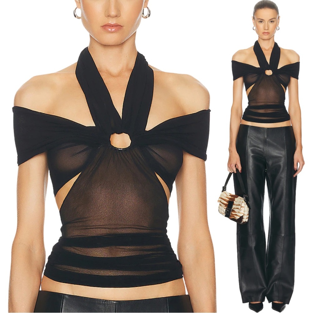 Y2K Jean Paul Gaultier Soleil S/S 1999 Sz M Cutout Sheer Mesh Bodycon Black Top - Picture 13 of 13